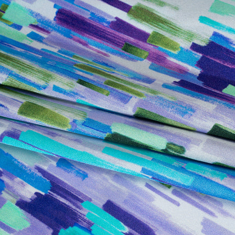Silk Charmeuse Print 16MM, Made in Italy - Lavender, Blue and Green Painted Striations