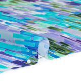 Silk Charmeuse Print 16MM, Made in Italy - Lavender, Blue and Green Painted Striations