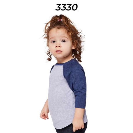 Rabbit Skins® Toddler Baseball Fine Jersey Crewneck Three-Quarter Sleeve T-Shirt - 3330