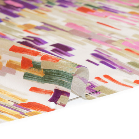 Silk Charmeuse Print 16MM, Made in Italy - Plum Purple, Forest Green and Scarlet Painted Striations