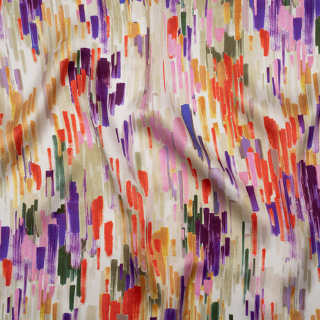 Silk Charmeuse Print 16MM, Made in Italy - Plum Purple, Forest Green and Scarlet Painted Striations