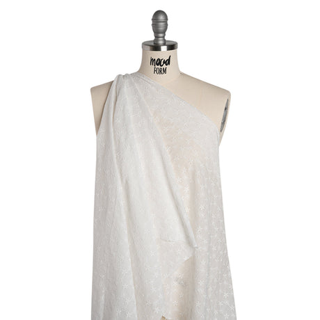Embroidered Eyelet Cotton Voile - White Daisy Chains - Naomi Collection