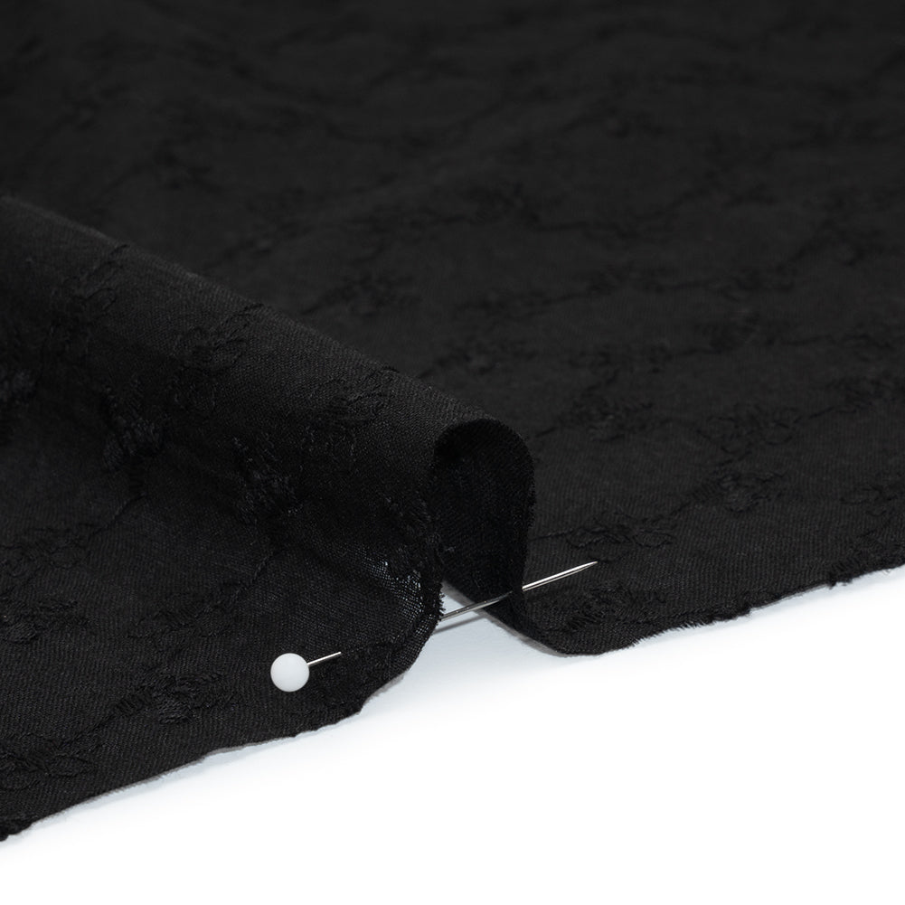 Embroidered Eyelet Cotton Voile - Black Daisy Chains - Naomi Collection