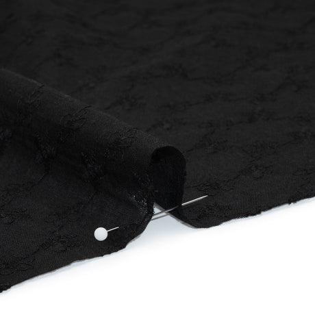 Embroidered Eyelet Cotton Voile - Black Daisy Chains - Naomi Collection