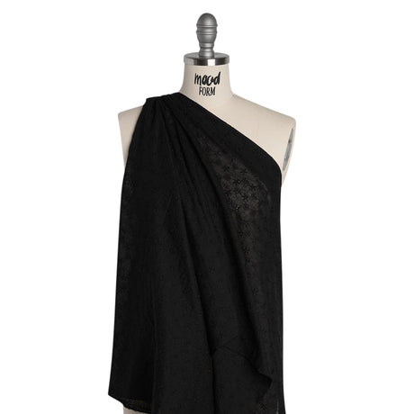 Embroidered Eyelet Cotton Voile - Black Daisy Chains - Naomi Collection