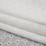 Embroidered Eyelet Cotton Voile - White Flower Lattice - Naomi Collection