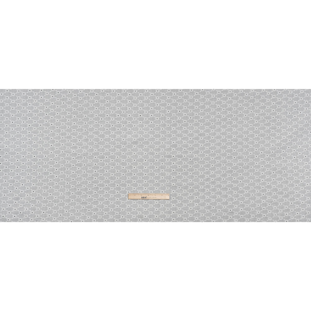 Embroidered Eyelet Cotton Voile - White Flower Lattice - Naomi Collection