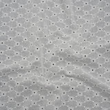 Embroidered Eyelet Cotton Voile - White Flower Lattice - Naomi Collection