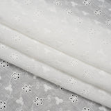 Embroidered Eyelet Cotton Voile - White Flower Vine - Naomi Collection