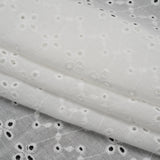Embroidered Eyelet Cotton Voile - White Floral Zig Zags and Stripes - Naomi Collection