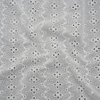 Embroidered Eyelet Cotton Voile - White Floral Zig Zags and Stripes - Naomi Collection