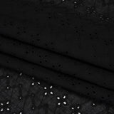 Embroidered Eyelet Cotton Voile - Black Floral Zig Zags and Stripes - Naomi Collection