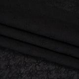 Embroidered Eyelet Cotton Voile - Black Daisies and Leaves - Naomi Collection