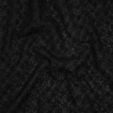 Embroidered Eyelet Cotton Voile - Black Daisies and Leaves - Naomi Collection