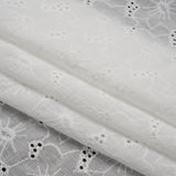 Embroidered Eyelet Cotton Voile - White Cloud Flowers - Naomi Collection