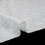Embroidered Eyelet Cotton Voile - White Cloud Flowers - Naomi Collection