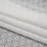 Embroidered Eyelet Cotton Voile - White Rings and Lattices - Naomi Collection