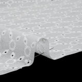 Embroidered Eyelet Cotton Voile - White Rings and Lattices - Naomi Collection