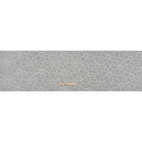 Embroidered Eyelet Cotton Voile - White Big Flowers - Naomi Collection