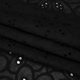 Embroidered Eyelet Cotton Voile - Black Big Flowers - Naomi Collection