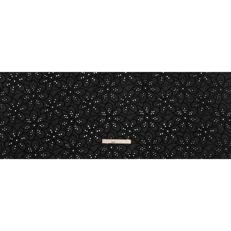 Embroidered Eyelet Cotton Voile - Black Big Flowers - Naomi Collection