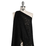 Embroidered Eyelet Cotton Voile - Black Big Flowers - Naomi Collection