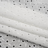 Embroidered Eyelet Cotton Voile - White Leafy Vines - Naomi Collection