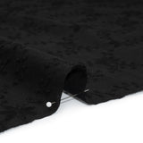 Embroidered Eyelet Cotton Voile - Black Flowers on Branches - Naomi Collection