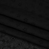 Embroidered Eyelet Cotton Voile - Black Wavy Daisy Vines - Naomi Collection