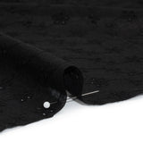 Embroidered Eyelet Cotton Voile - Black Wavy Daisy Vines - Naomi Collection