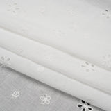 Embroidered Eyelet Cotton Voile - White Floating Flowers - Naomi Collection