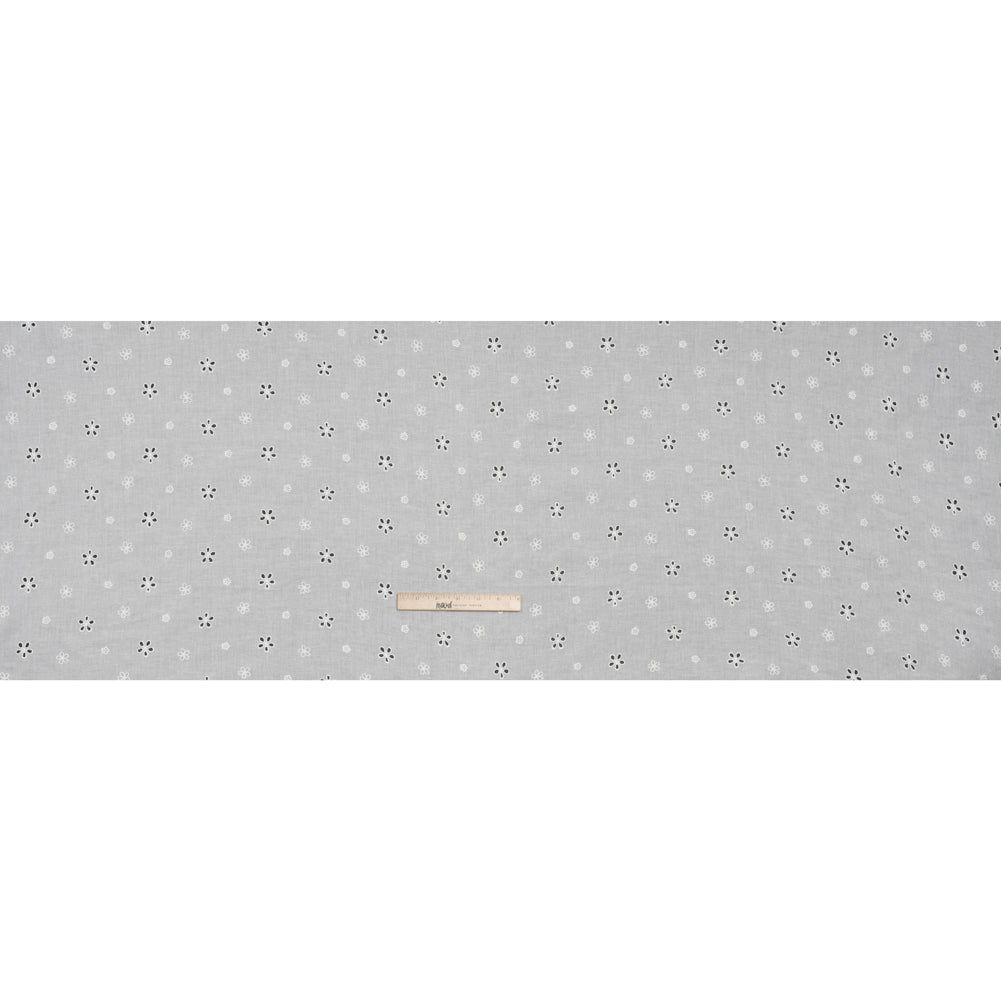 Embroidered Eyelet Cotton Voile - White Floating Flowers - Naomi Collection