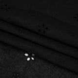 Embroidered Eyelet Cotton Voile - Black Floating Flowers - Naomi Collection