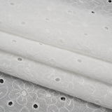 Embroidered Eyelet Cotton Voile - White Field of Flowers - Naomi Collection