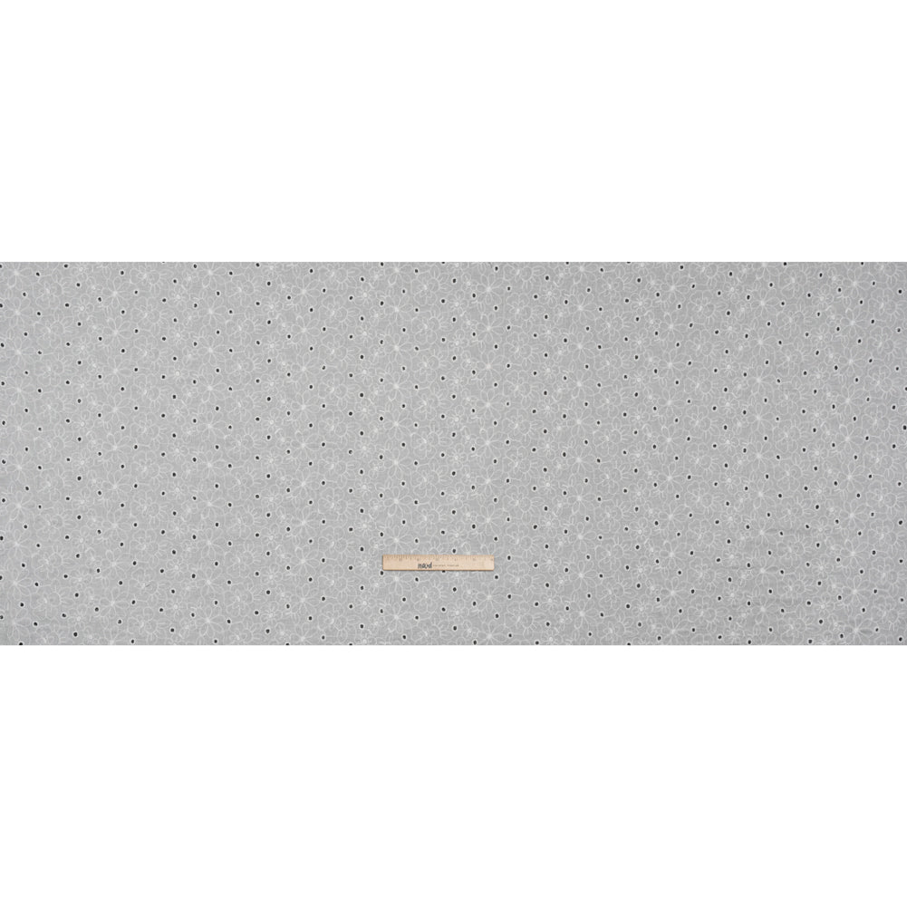 Embroidered Eyelet Cotton Voile - White Field of Flowers - Naomi Collection