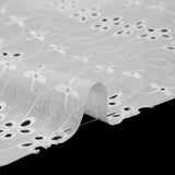 Embroidered Eyelet Cotton Voile - White Rows of Flowers - Naomi Collection