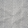 Embroidered Eyelet Cotton Voile - White Rows of Flowers - Naomi Collection