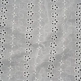 Embroidered Eyelet Cotton Voile - White Rows of Flowers - Naomi Collection