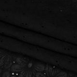 Embroidered Eyelet Cotton Voile - Black All-Over Flowers - Naomi Collection
