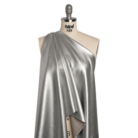 Buttery Faux Leather with Brushed Suede-like Backing - Silver - Veronica Collection