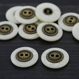 12 Pieces Ivory and Bronze Small Buttons 5/8 Inch