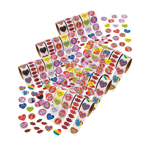 Bulk Valentine Rolls of Stickers Assortment 1000 Pc