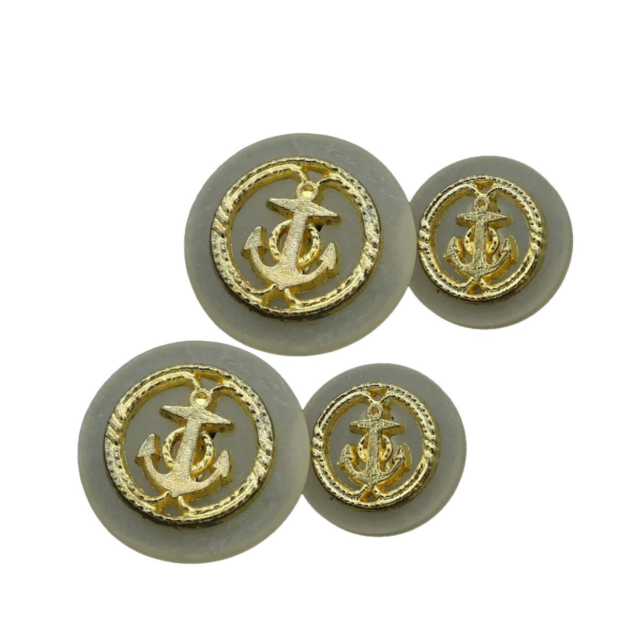 12 Pieces Gold Anchor on Ivory Base Buttons Large 13/16 Inch