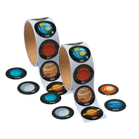 1 1/2" Planets of the Solar System Paper Sticker Roll 100 Pc