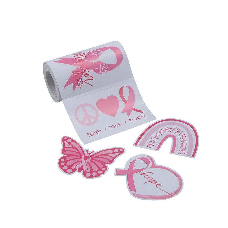 3" x 2" Breast Cancer Awareness Decal Sticker Roll 100 Pc