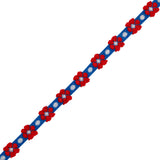 Cotton Jacquard Ribbon - 0.375" - Blue, Red and White Daisies and Dots