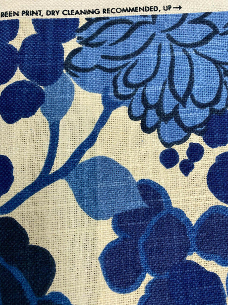 Waverly Blossom Cotton Linen Canvas Fabric - Indigo Blue Floral, 54" Width (1 Yard)
