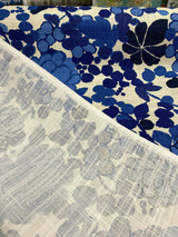 Waverly Blossom Cotton Linen Canvas Fabric - Indigo Blue Floral, 54" Width (1 Yard)