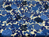 Waverly Blossom Cotton Linen Canvas Fabric - Indigo Blue Floral, 54" Width (1 Yard)