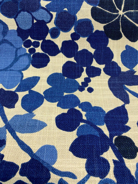 Waverly Blossom Cotton Linen Canvas Fabric - Indigo Blue Floral, 54" Width (1 Yard)